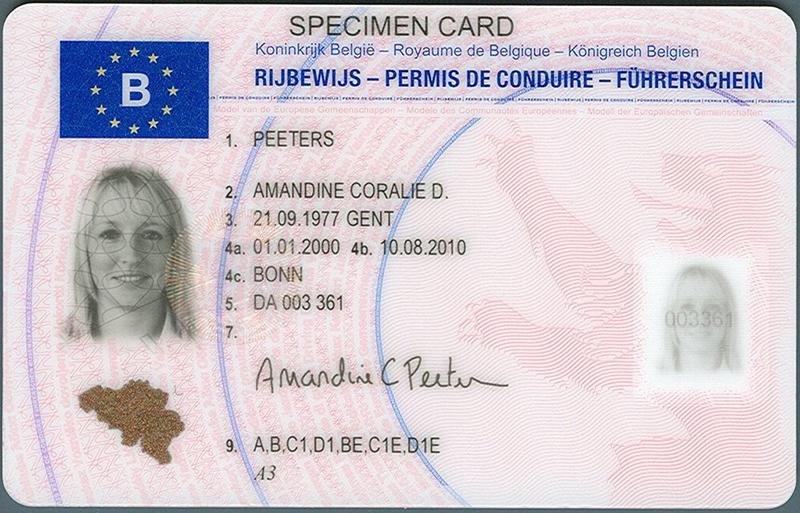 Modèle officiel Rijbewijs / Permis de Conduire belge